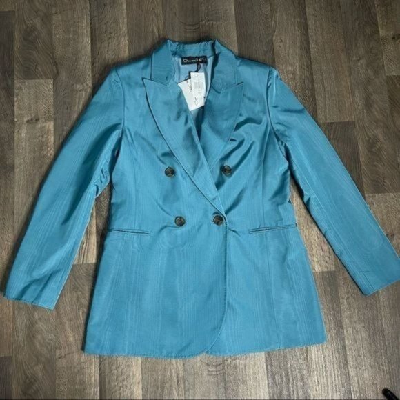 Oscar de La Renta Double Breasted SlateBlue Blazer size 10 - Picture 6 of 15